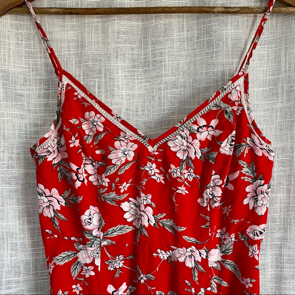 Lulu's Red Floral Print Midi Dress - Picture 3 of 9